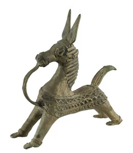 Antique Figure Horse Dhokra Orissa - Hand Made IN India - Art Ethnic #8954 - Picture 1 of 12