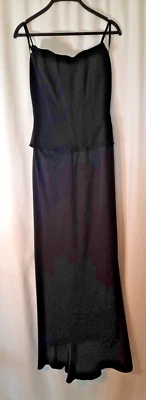 betsy and adam dress Black Size 6 Corset Front Slit Back Tier Silky AND Fabric  - Image 1 of 4