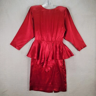 Vestido De Colección All That Jazz Rojo Satinado Plisado Peplum Espalda Abierta Mujer Talla 5 Foto 1 de 4