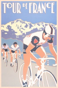 Póster deportivo vintage de carreras de bicicletas del Tour de Francia - Imagen 1 de 1