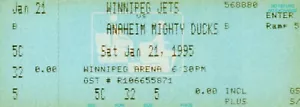 Paul Kariya 1st NHL Goal unbenutzt Ticket - Anaheim Mighty Ducks Vs Winnipeg Jets A - Bild 1 von 2