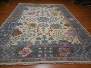 Colorful Turkish oushak hand knotted wool Transitional Design  8.10x12  Rug