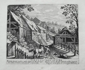 Junger Mann mit Pferd Scheunen echter Kupferstich Merian Jugendwerk 1624 W. 471 - Picture 1 of 2
