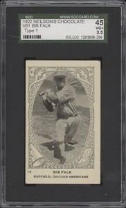 1922 NEILSON'S CHOCOLATE BIBB FALK 15 VG+ 1 HIGHER RC V61 TYPE 1 SGC 3.5 WSOX