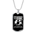 Drummer Necklace Drummer Girl White Necklace Stainless Steel Or 18K Gold Dog Ta