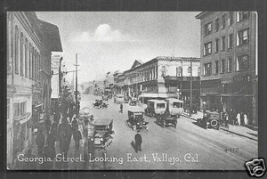 Vallejo Georgia Street Cars People Solano California ca 1915 - Bild 1 von 1