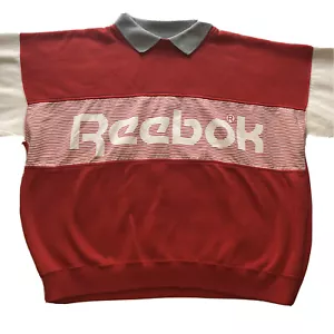 Vintage 80’s Reebok Sweater Red and White w/ Grey Collar XL - Picture 1 of 3