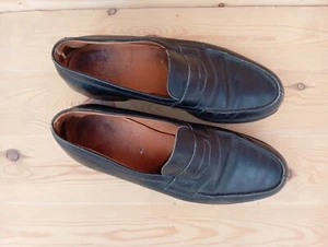 JM Weston Men's black 180 Signature Penny Loafers Leather Shoes Size 8 C - Picture 1 of 12
