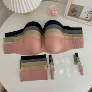 Women Sexy Strapless Invisible Push Up Bras Underwear Seamless Bralette Lingerie - Picture 1 of 17