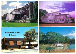x4 postcards with Murray River PADDLE STEAMERS & NIREBO MOTEL, ECHUCA, c1970s - Bild 1 von 2