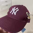 Gucci Unisex Burgundy Cotton New York Yankees Butterfly Embroidery Baseball Hat