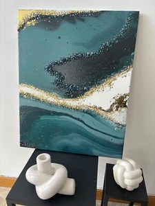 Quadro dipinto astratto pittura arte moderna IKAT originale DIPINTO A MANO - Foto 1 di 3