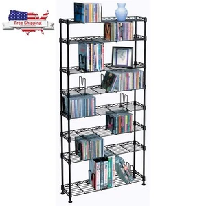 CD DVD 5 Tier Rack Storage Organizer Media Cabinet Tower Shelf Multimedia Holder - Picture 1 of 7