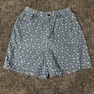 Vintage 90s Y2K Jones New York Sport blue denim white floral high waisted shorts - Picture 1 of 6