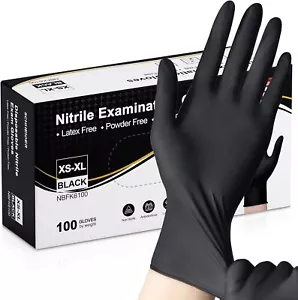 Exam Gloves, Black Latex Free Powder Free Disposable Gloves for Medical, Cooking - Picture 1 of 7