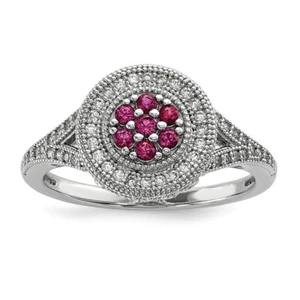 Anillo circular de plata de ley y circonita cúbica brillantes brasas QMP1345 - Imagen 1 de 5