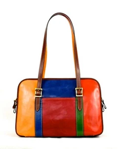 Borsa donna Ufficio Vera Pelle Multicolor Made in Italy 39x10x24 Porta Documenti