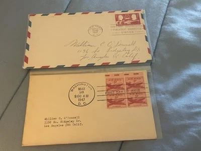 Centenary Int Exhibition 5 cent Airmail Stamp and 5-cent 1st day of Issue Stamps - Image 1 of 4