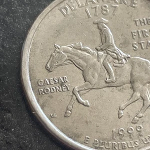 1999 P Delaware State Quarter ERROR REVERSE Die Crack "Spitting Horse" NICE - Picture 1 of 4