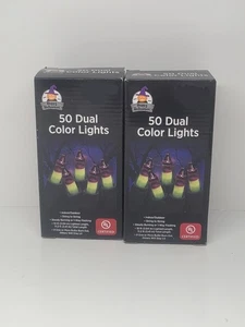 Halloween 50 Dual Color String Lights – Orange & Purple – Indoor/Outdoor 2 Pack - Picture 1 of 2