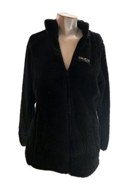 Suéter para mujer Bebe Sport grande negro cremallera completa poli polar Y2K Foto 1 de 4