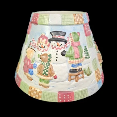 洋基蜡烛雪人大阴影冬季场景压花陶瓷儿童被子 — 第 1/4 张图片