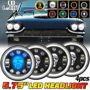 4PC 5.75" 5-3/4" RGB SKULL LED Headlights Sealed For Ford LTD Thunderbird Torino - Picture 1 of 9