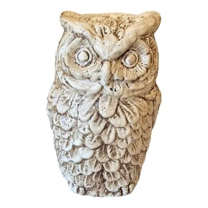 Owl Figurine Primitive White Chippy Ceramic Painted Large Rustic Cottage - Picture 1 of 10