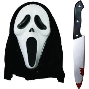 SCHREIER MASKE MESSER SCHREI GEIST GESICHT HORROR HALLOWEEN KOSTÜM - Bild 1 von 4