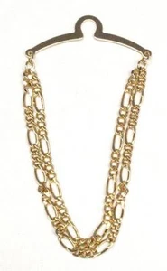 NEW Men's 4mm Tie Chain Tack Clip Gold Double Figaro U.S.A Gift Boxed - Picture 1 of 1