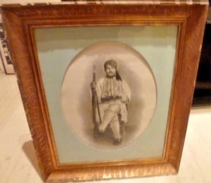 UNIQUE VINTAGE GIANT BALKAN WARS FRAME PORTRAIT GREEK EYZONE MAKEDONOMAXOS    - Picture 1 of 10