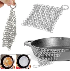 Iron Cast Cleaner Chainmail Scrubber Grill Scraper  Stainless Steel 4 inch