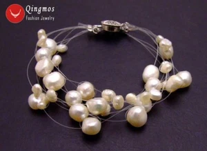 4-7mm BAROQUE Natural White Pearl Bracelet for Women Starriness Jewelry 7.5" - Picture 1 of 6