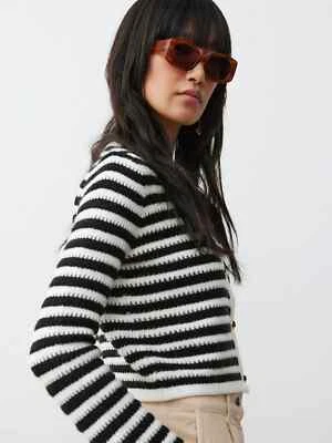 BNWT: Monochrome Stripe Knitted Cardigan from Oliver Bonas: Size: 14 - Image 1 of 4
