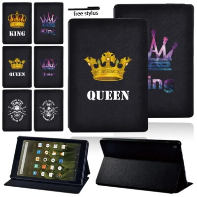 PU Leather Tablet Stand Cover Case For Amazon Fire 7/HD 8/8 Plus/HD 10/Plus +Pen - Image 1 of 4