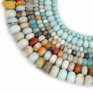 Natural Amazonite Rondelle Spacer Beads Gemstone Loose Beads Jewelry Making 15" - Picture 1 of 51