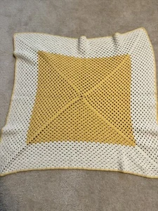 Square Yellow/ Orange hand Crochet Child Baby throw blanket 40”X40” - Picture 1 of 4