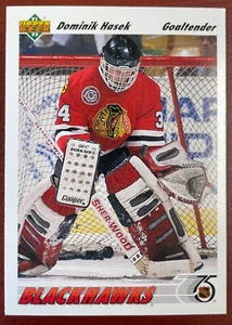 1991-92 UPPER DECK NHL DOMINIK HASEK Chicago Blackhawks CARD #335 - Picture 1 of 2