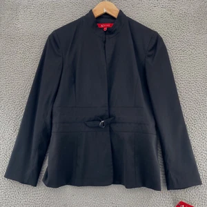 A Line Jacket Womens 8 Black Stretch Buckle Belted Waist Pockets Office Work NWT - Picture 1 of 11