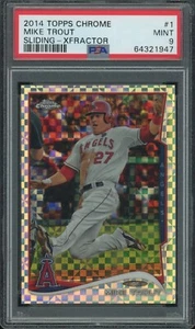 2014 Topps Chrome XFRACTOR #1 Mike Trout Sliding PSA 9 MINT Los Angeles Angels - Picture 1 of 1