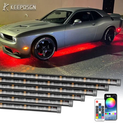 RGB Chasing Underglow Light Strip Kit APP Control For Dodge Challenger SRT R/T - Image 1 of 4