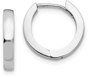 10mm 14K White Gold Hinged Hoop Earrings TM608 - Picture 1 of 4