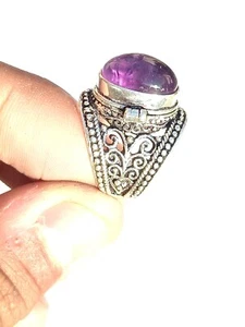 Schöner Schachtelring, Amethyst Edelstein, Giftring, 925 versilberter Ring - Bild 1 von 7
