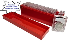 20-Pack 38mm Premium Coin Slab Holder & Red Plastic Case For Morgan Peace IKE - Picture 1 of 9