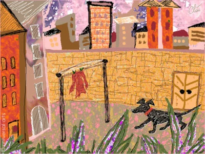 JACQUELINE DITT- Hof-Hund ltd.Original Grafik signiert xx Bilder Tier Watch-dog - Bild 1 von 3