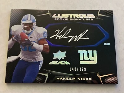 Upper Deck Black Hakeem Nicks Lustrous Rookie Signatures 2009 automático RC/399 Foto 1 de 2