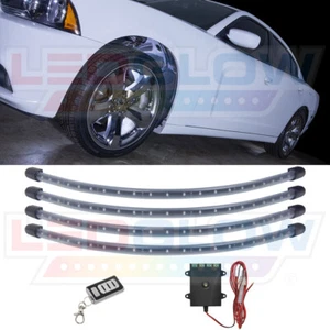 LEDGlow 4pc WHITE FLEXIBLE LED WHEEL WELL FENDER TIRE ACCENT LIGHTING KIT - Picture 1 of 8