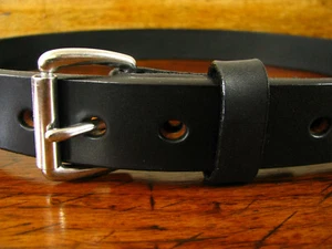 Herren DICKER glatter schwarzer Rindsledergürtel 1,25" breit passt 31-32" Hergestellt/USA - Bild 1 von 8