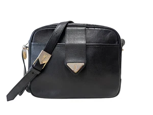 YSL Shoulder Bag Purse Leather Black Vintage Yves Saint Laurent Authentic - Picture 1 of 24