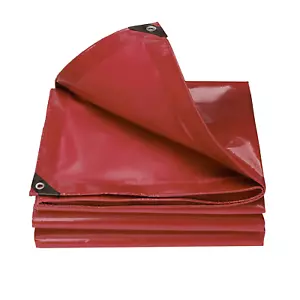Heavy Duty Red Multi Purpose Tarp 8 Sizes PVC Tarpaulin Waterproof UV Resistant - Picture 1 of 18